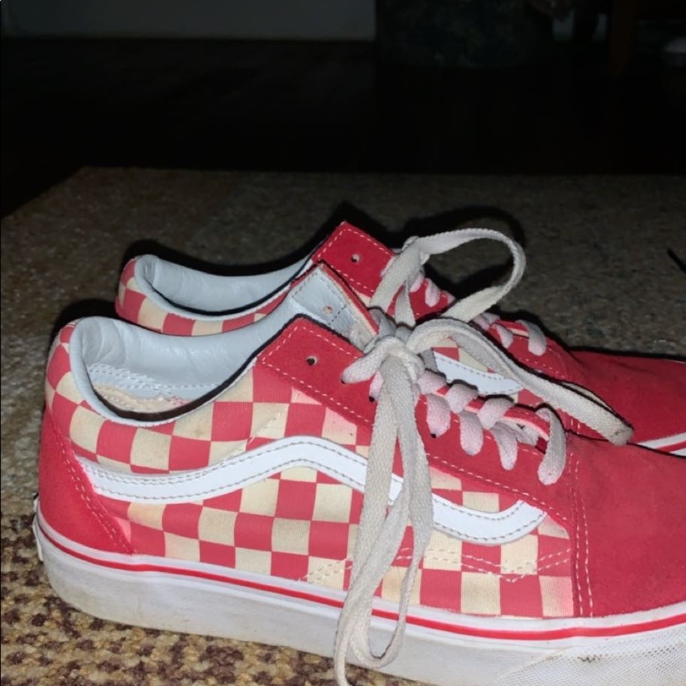 red checkered old skool vans